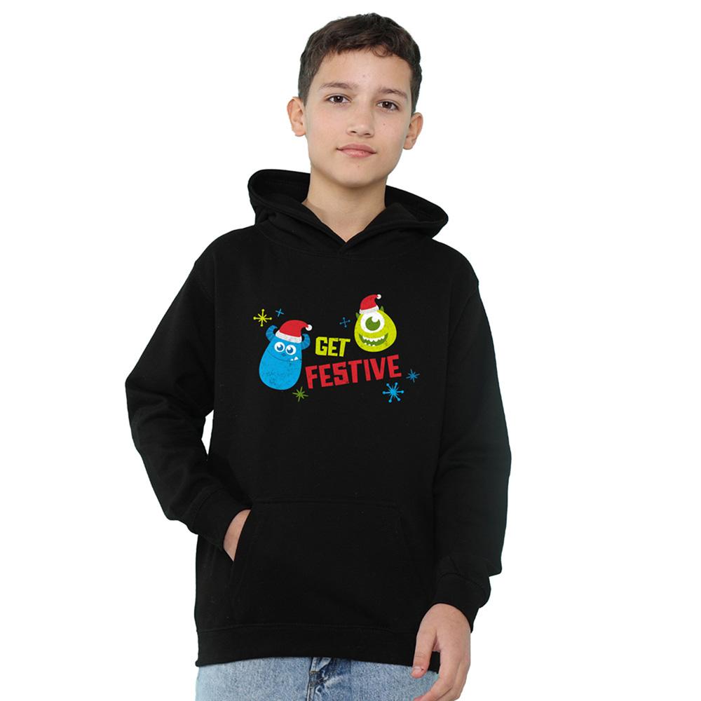 Monsters Inc Childrens/Kids Get Festive For Christmas Mike & Sulley Heather Hoodie