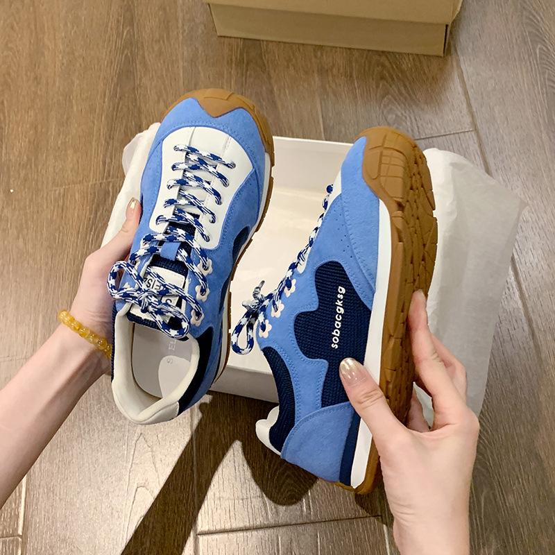 Retro Forrest Gump training shoes women's platform flower stray shoes 2025 new breathable versatile casual sports jogging shoes