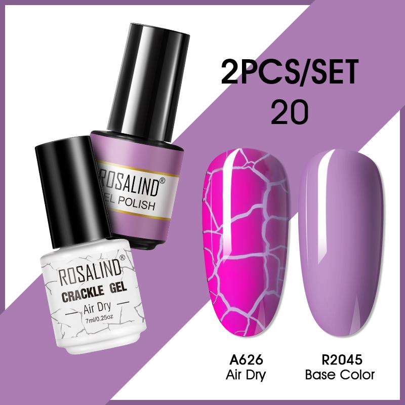 ROSALIND 7ml Nagelgel Nagellack Cracked Gel Semi-Permanent Esmalte Hybrid Lack UV Nagelkleber Nagellack Primer Matt 2er Set