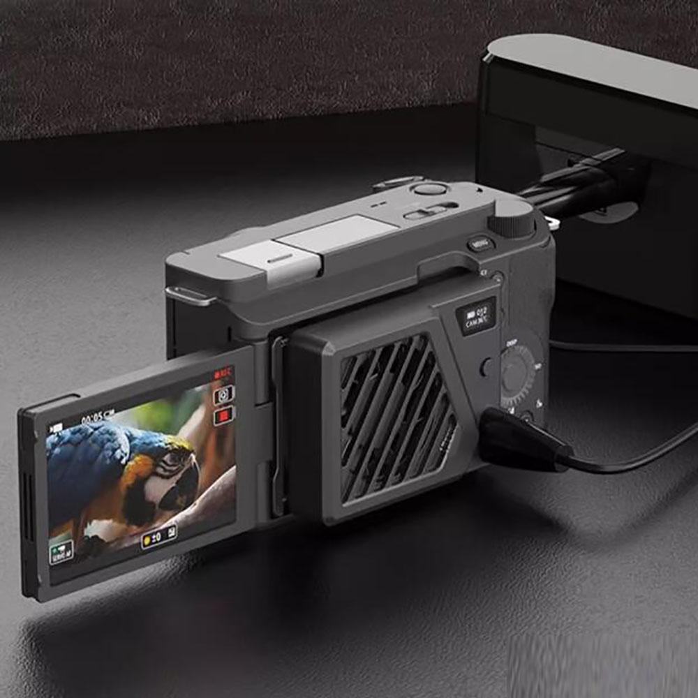Black Camera Cooling Fan with Charging Cable Fit For Canon/Fujifilm/Nikon/Sony