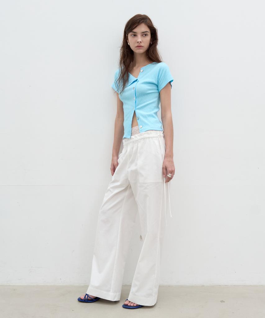 Seolan Linen Blend Pocket Wide Pants_White