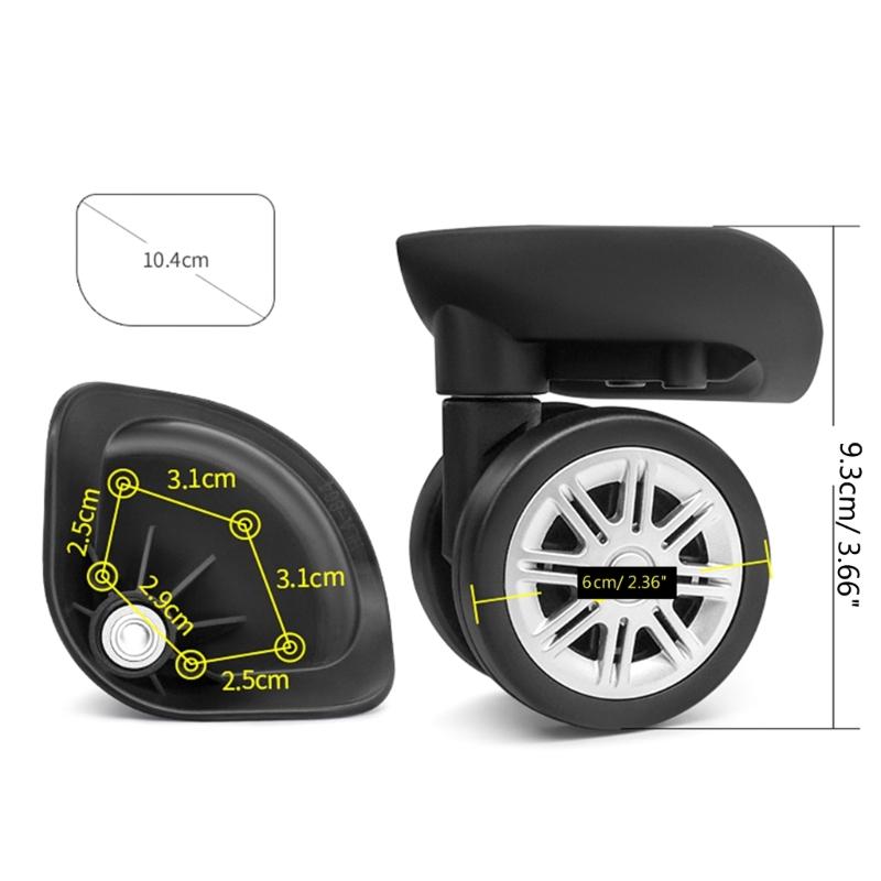 2 st Reservhjul för Resväska Kraftigt Rullhjul för Bagagebox Resväska 360 graders Svängbart Kit SilentWheel