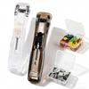 Clip Dispenser and Refill Clips Set, 2-Pack Applicators In Clear and Black with 2 Boxes of 100 Refill Clips In Colorful and