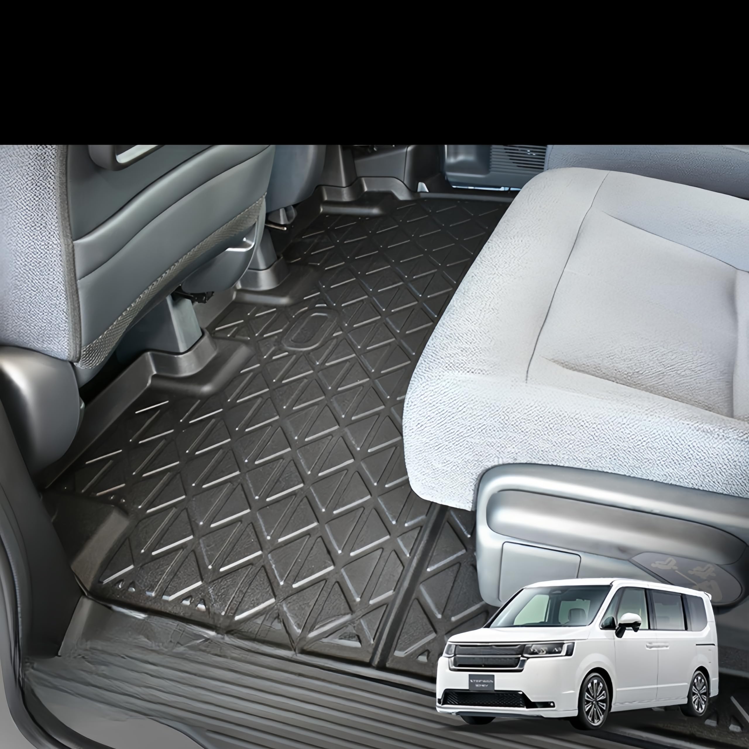 

RXCARGO 3D Грузовой коврик для Step Wagon и и Пол салона из резины для защиты автомобиля 3D RP6, RP7, RP8, R4.5 (2-й ряд). Настраиваемый, чёрный