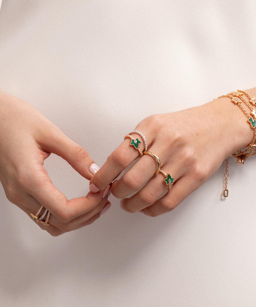 Lola Rose Ivy Malachite Rose Gold Women'S Gemstone Ring