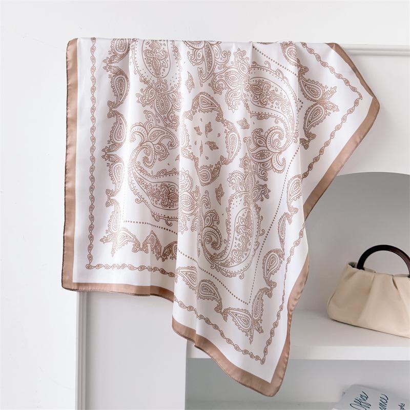 2025 New Summer Women Paisley 70x70cm Square Scarf Print Comfort Shade Imitation Silk Scarf Travel Scarves Bandana Hair Tie Band