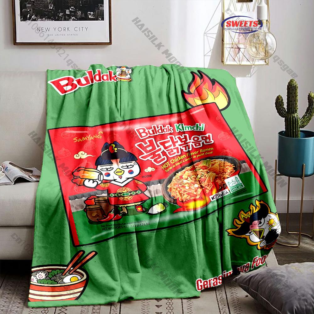 16 Styles Spicy Chicken Noodles Instant Noodles Print Blanket Fun Holiday Gift for Family Friends Home Sofa All Seasons Blanket