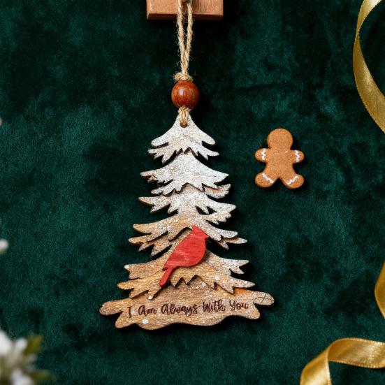 Jsme Vždy s Vámi Ozdoba Strom Tvarovaná Dřevěná Vánoční Ozdoba Soustrastný Dárek pro Ztrátu Milované Osoby