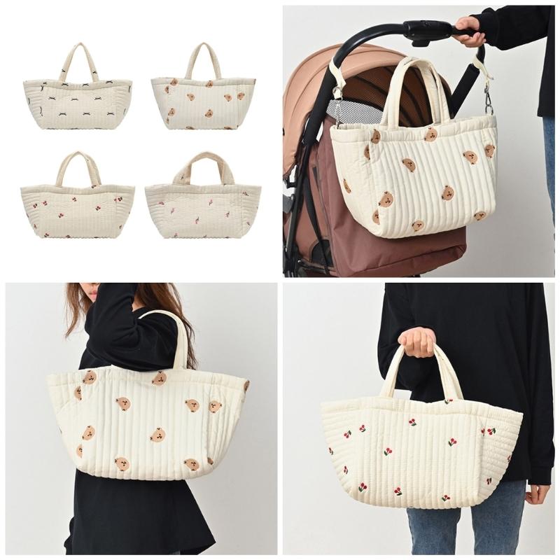Reisetasche Wickeltasche für Frauen Große Kapazität Stickmuster Handtasche Kinderwagen Hängende Tasche Mama-Tasche