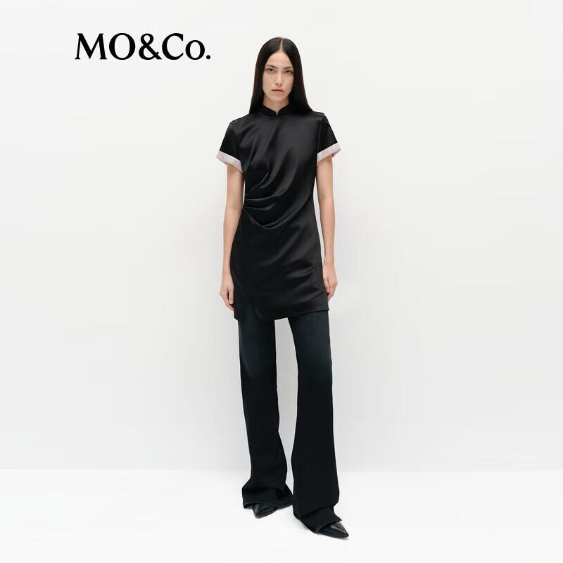 MO&Co. New Chinese Style Acetate Pleated High-Waist Dress