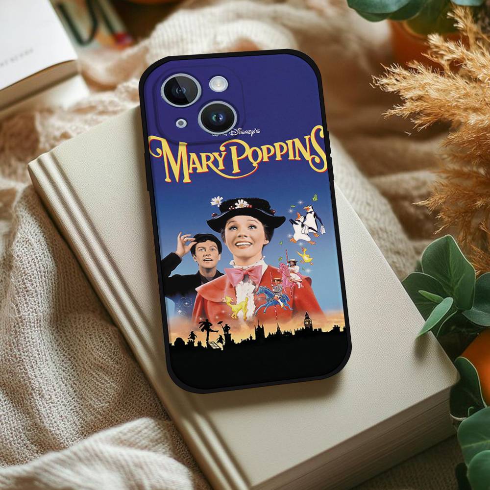 Mary P-Poppins Phone Case For IPhone 1716 15 14 13 Pro Max 11 12 Mini X Xs XR Black Silicone Cover