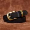 Women's Retro Rub Colored Distressed Pleated Washed Leather Belt Women's Genuine Leather Vegetable Tanning Leather Fashion Jeans Belt