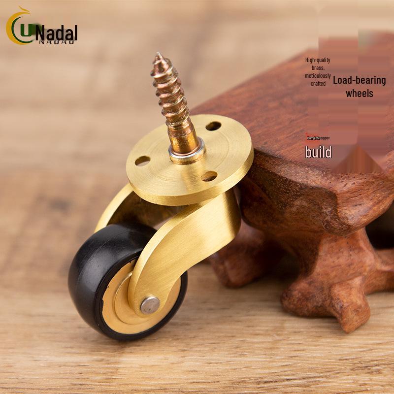 Brass Caster Wheels with Silent Bearings for Furniture and Pianos - Heavy-Duty Swivel Design