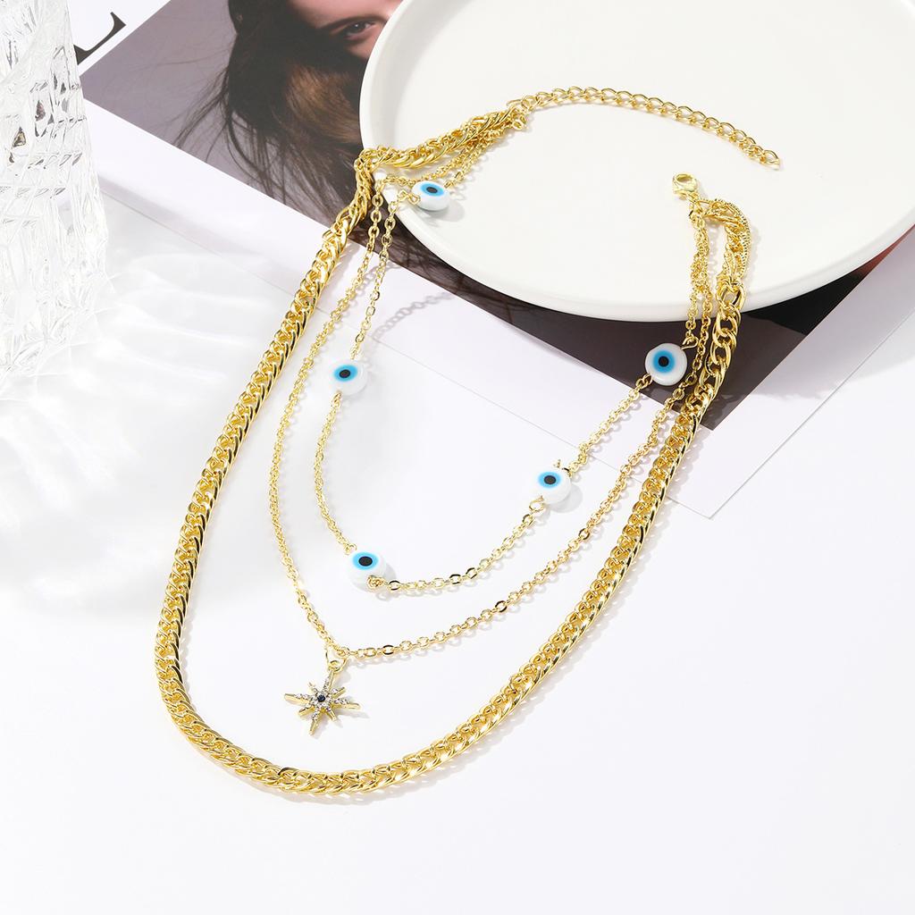 Necklace for Women Wind Multi-layer Emerald Gemstone Necklace Women Hundred Snake Bone Chain Necklace Ins Wind Multi-layer Necklace Elegant Necklace
