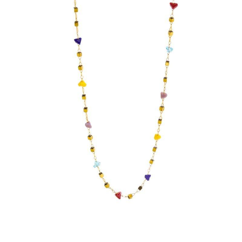 Irregular New Fashion Colorful Necklace Lovely Small Temperament Stone Necklaces Gentle and Versatile Stainless Steel Jewelry