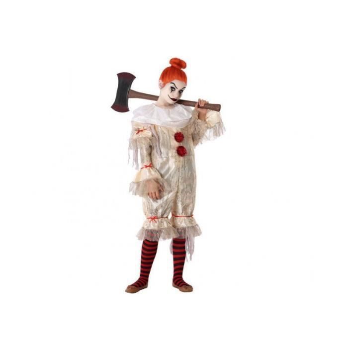 Déguisement enfant femme clown AC-DÉCO 3-4 ans - costume Halloween en polyester blanc