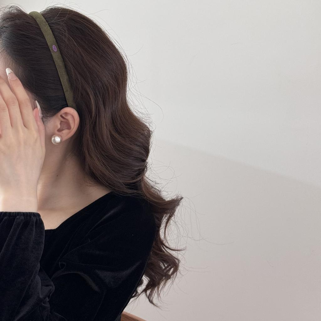 Schmales Wildleder-Stirnband für Herbst und Winter, Einfaches einfarbiges feines Stirnband zum Zurückstecken der Haare