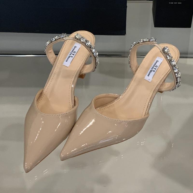Fashion Luxury Rhinestone Slingback Pumps Women Fashion Pointy Toe Thin Heel Brand Designer Shoes Comfortable Elegant Party Dress Shoes