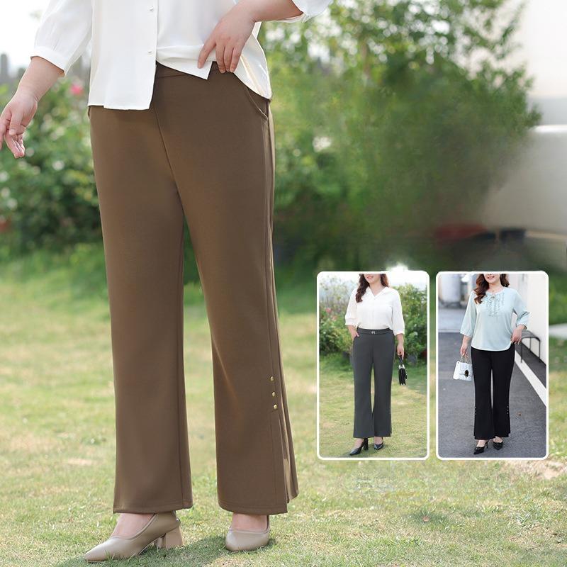 Sommer Schlaghosen Kinderstil Übergröße Damen Hose Klein geschnitten Schlitz Perlenbesetzt Lässige Caprihose