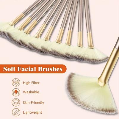 1/3/5/9 Pièces Brosse Ventilateur Visage Mince Douce, Maquillage Cosmétique Multi-Usage, Ensemble d'Outils Brosse Maquillage Brosse Masque