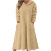2025 Cross-border New Autumn and Winter European, American and Amazon, Loose Casual Fluff Hooded Long-sleeved Dress Loungewear