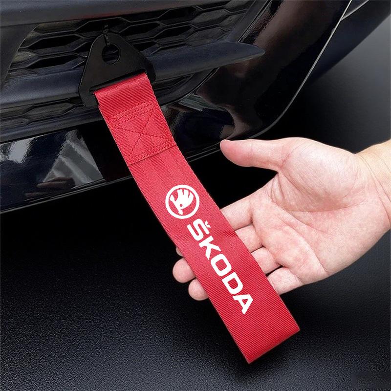 WUM1 Nylon Car Tow Strap Towing Bars Trailer Ropes Hook For SKODA Yeti Karoq Rapid Octavia Fabia 2 A7 A5 Tour RS Superb Kamiq Kodiak