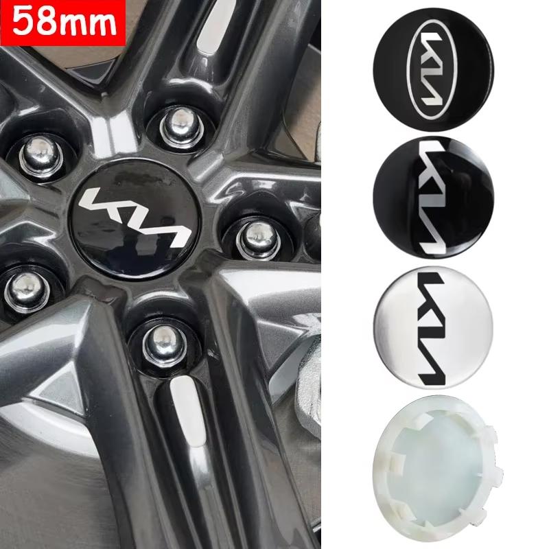 AABJB1 58MM 4PCS Car Wheel Tire Rim Center Hub Caps Cover for KIA Soul Sportage K3 K5 KX7 Rio Cerato Forte Optima Soul Ceed Accessories