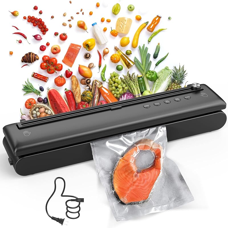 Vacuum Sealer Machine: Upgraded 5 in1 Food Vacuum Sealer with Dry&Moist Modes, LED Indicator Lights, Compact Design, Includes 15PCS Vacuum Seal