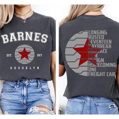 Vintage Bucky Barnes 1917 T-Shirt Winter Soldier Shirt Trendy Front and Back Printed Graphic T Shirt Men Women Short Sleeves Top