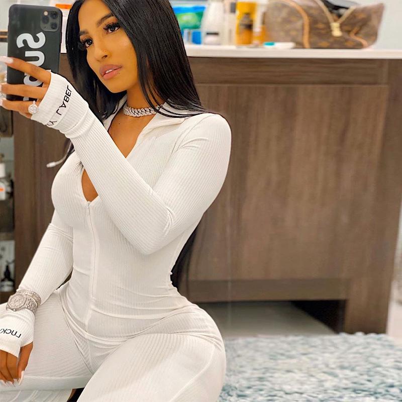 Damen Hochgeschlossener Bestickter Fitness-Jumpsuit - Stretch, Schlankmachend, Reißverschluss Design 2026