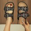 2025 Large Size Women's Versatile Thick Sole Solid Color European and American Casual Cool Slippers