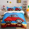 Animals Driving Red Car Bedding Duvet Cover Set Duvet Cover Pillowcases  (1*Duvet Cover 2*Pillowcases, Without Duvet Insert)