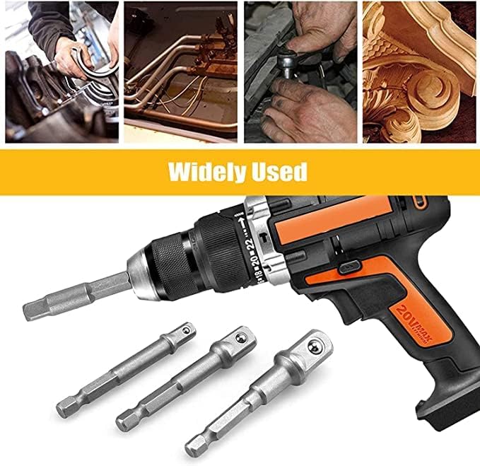 3 Pcs Socket Adapter Set Hex Shank Impact Driver Drill Bits Accessories