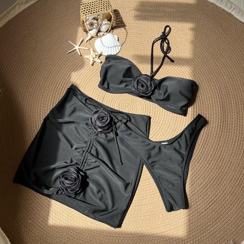 Europäischer und Amerikanischer Neuer Sexy Rosen-Träger Einteiliger Badeanzug Bikini