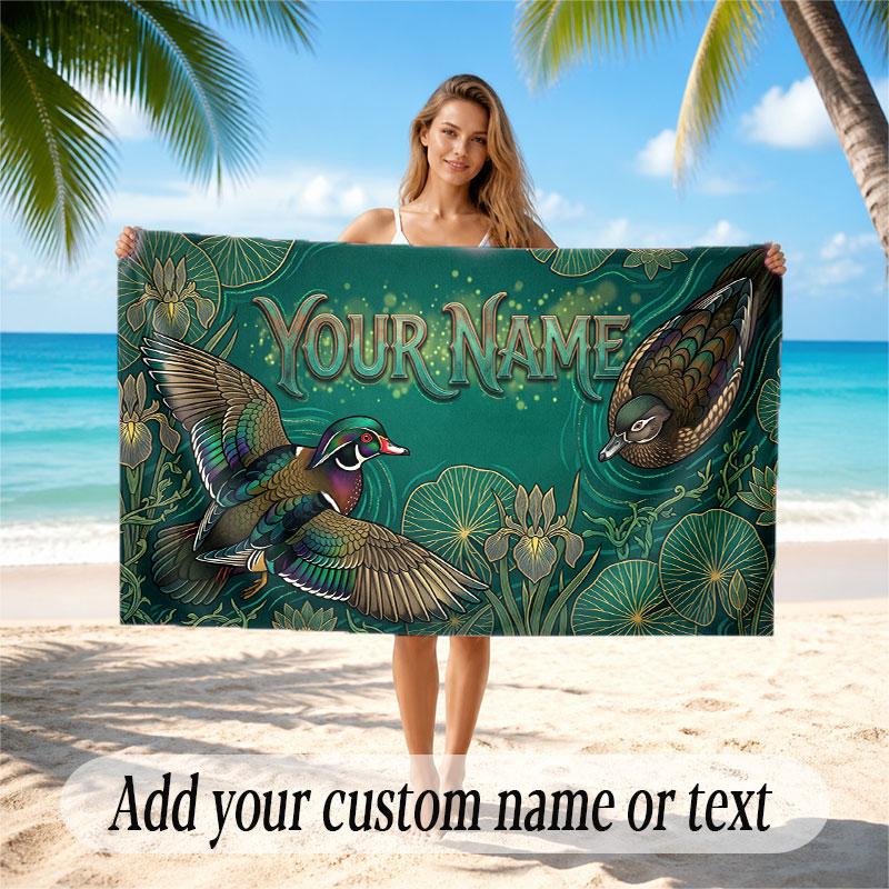 Decorative Artwork Theme Soft Beach Towel Personalized Custom Name Text Towel Portable for Beach Pool Travel