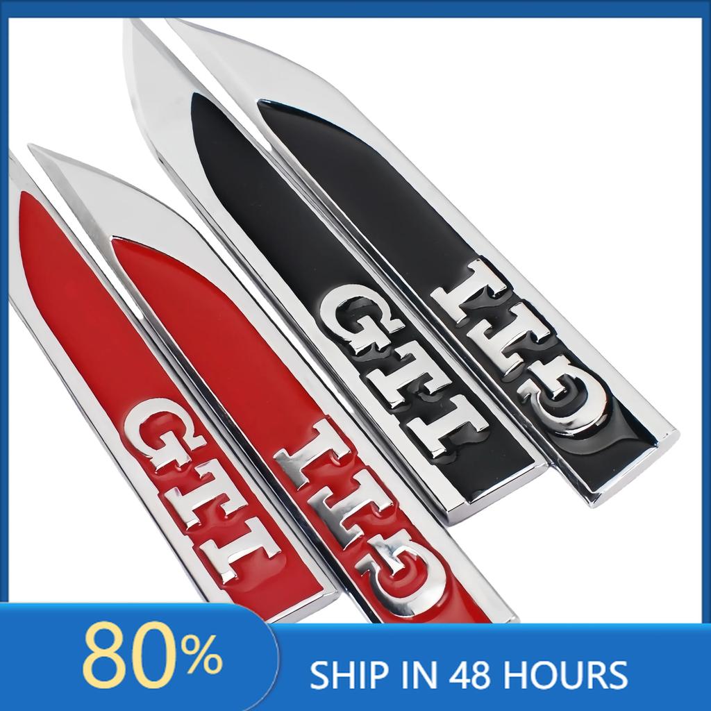 BANH9 For VOLKSWAGEN VW GTI Stand Out On the Road: 3D Badge Sticker Set for Golf 2-7 GTI MK2-MK7 Metal Body Side Fender - 2 Pcs