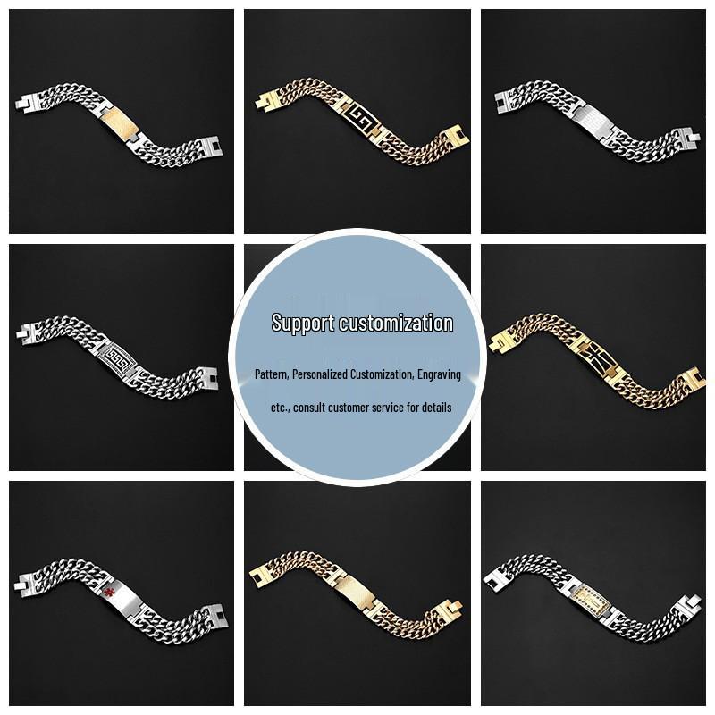 Bracciale Trendy da Uomo in Acciaio Inossidabile e Titanio Europeo e Americano