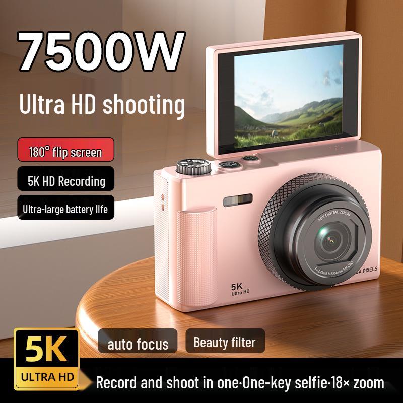 5K Mirrorless Camera with Flip Screen for High-Definition Retro Photography - CCD Digital Camera for Students and Professionals