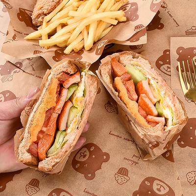 50 szt. Papier do pakowania kanapek, kreskówka, powlekane opakowanie, jednorazowe, domowe, odporne na olej, rolada z kurczaka, śniadanie, narzędzie kuchenne do pieczenia