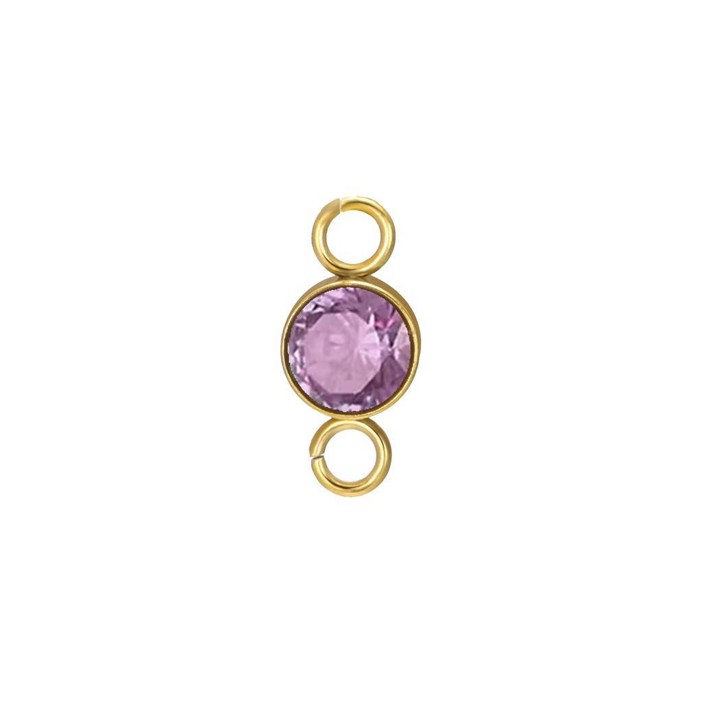 5 pcs/lot 5mm Birthstone Charms with 2 Holes Stainless Steel Crystal Pendant For Necklace Bracelet Making DIY Accessories