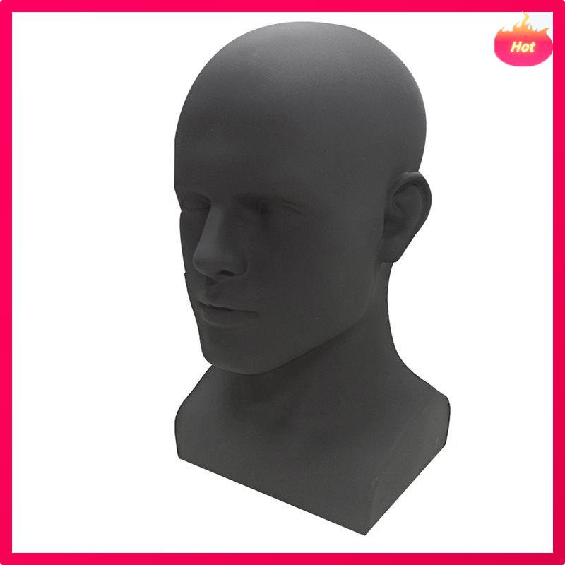 3X Male Mannequin Head Professional Manikin Head For Display Wigs Hats Headphone Display Stand (Matte Black)