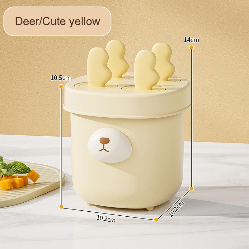 Fryseboks 4 rom Iskremform Matkvalitet Tegneserieform Isgitterlagerboks Gjenbrukbare Runde Ispinnformer Is DIY