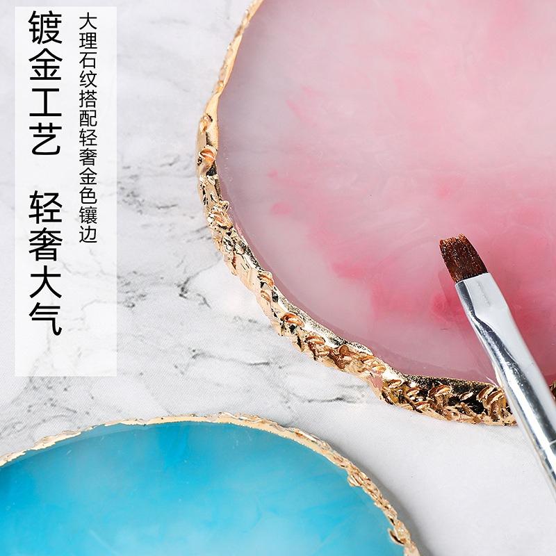 1Pc Exclusive Nail Resin Palette Gold Edge Agate Flakes Nail Painting Color Palette Nail Display Board Tools