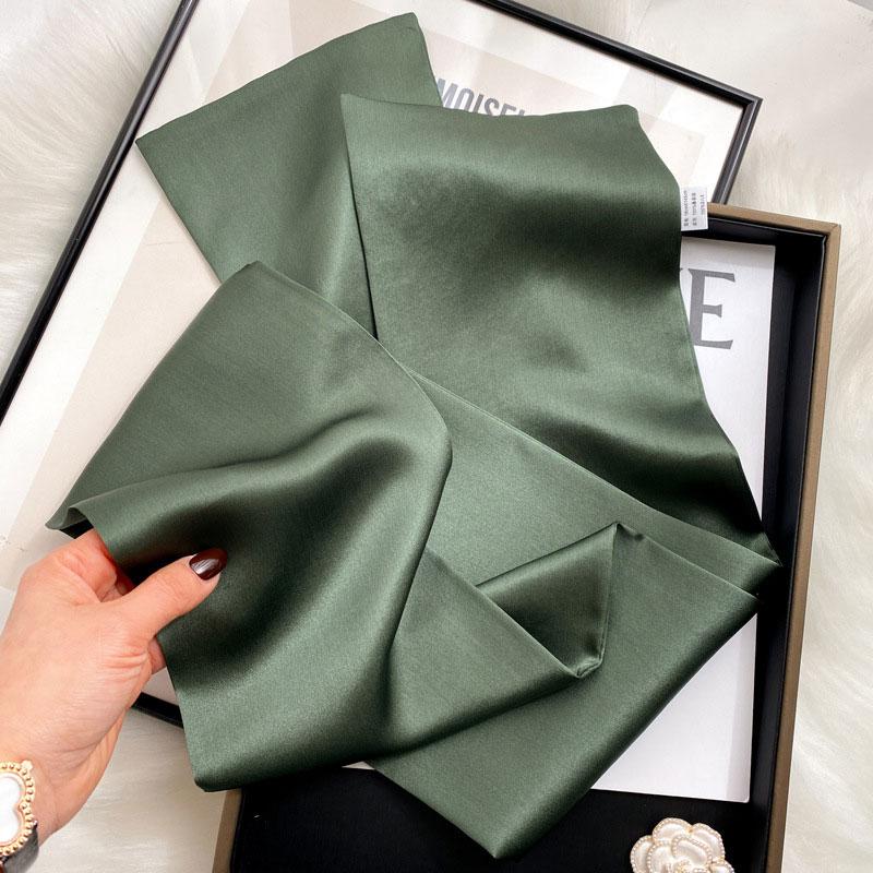 Solid 100% Natural Real Silk Scarf Women Bandana Square Scarves Wrap Kerchief Mulberry Spring Fashion Luxury High Quality Hijab