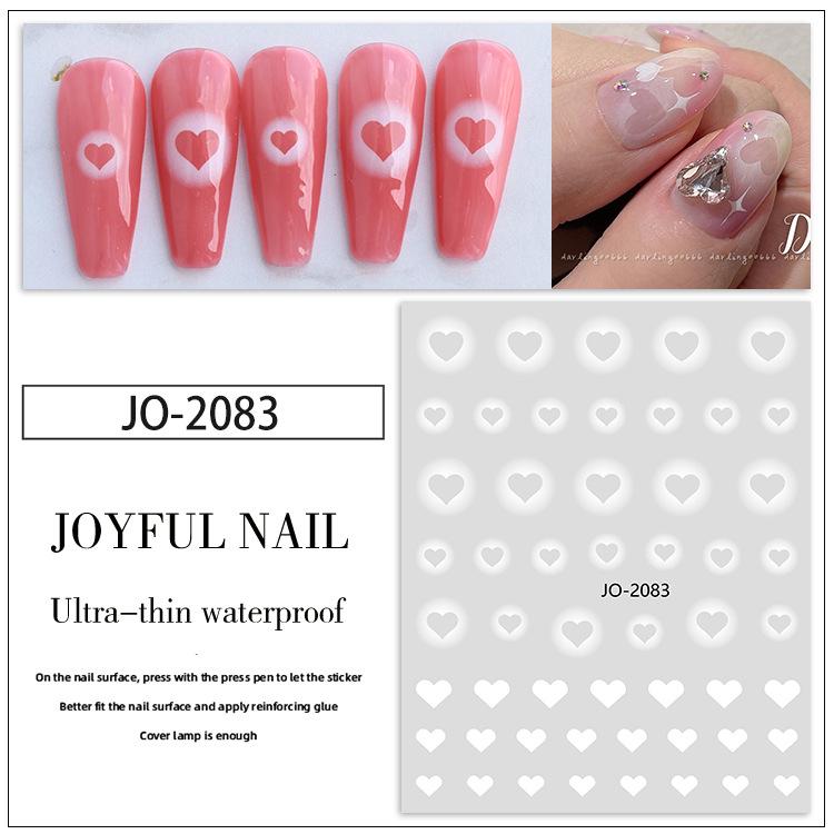 White Gradient Semi-Transparent Butterfly & Heart Shape Nail Art Stickers
