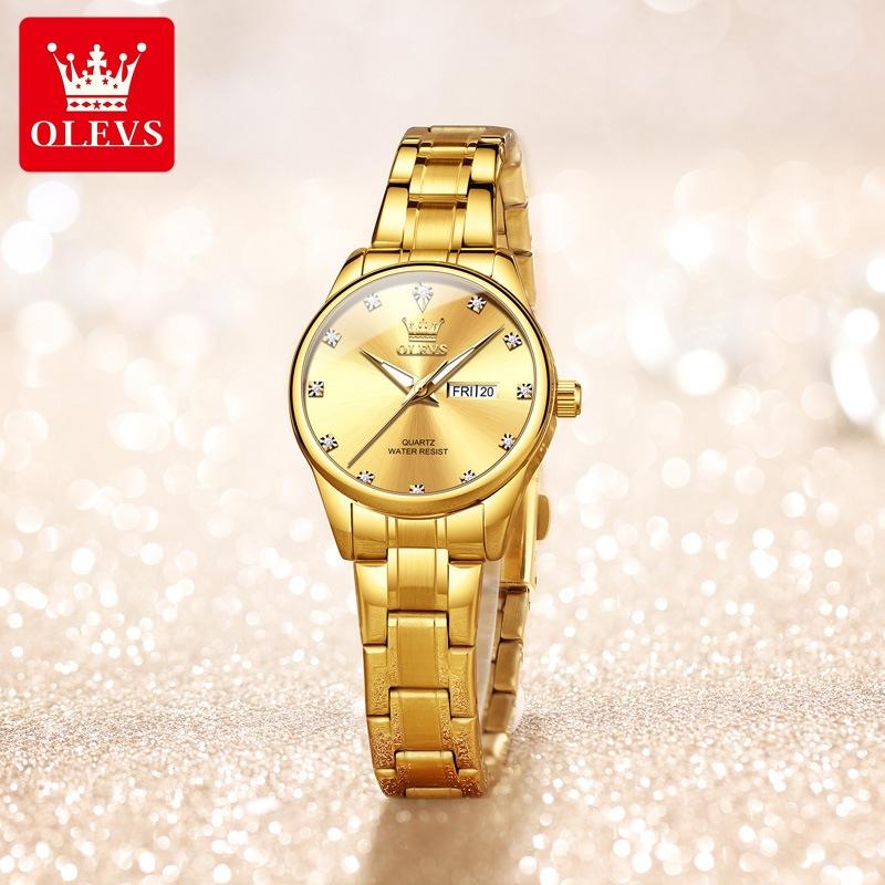 OLEVS Womens Wrist Watch Business Fashion Watches Stainless Stee Watch Bands Quartz Watch For Woman Waterproof Week Date Wristwatch