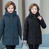 New Middle-Aged and Elderly Women Mid Length Down Jacket Slim Fit Thickened Warm Winter Coat Mothers Clothing