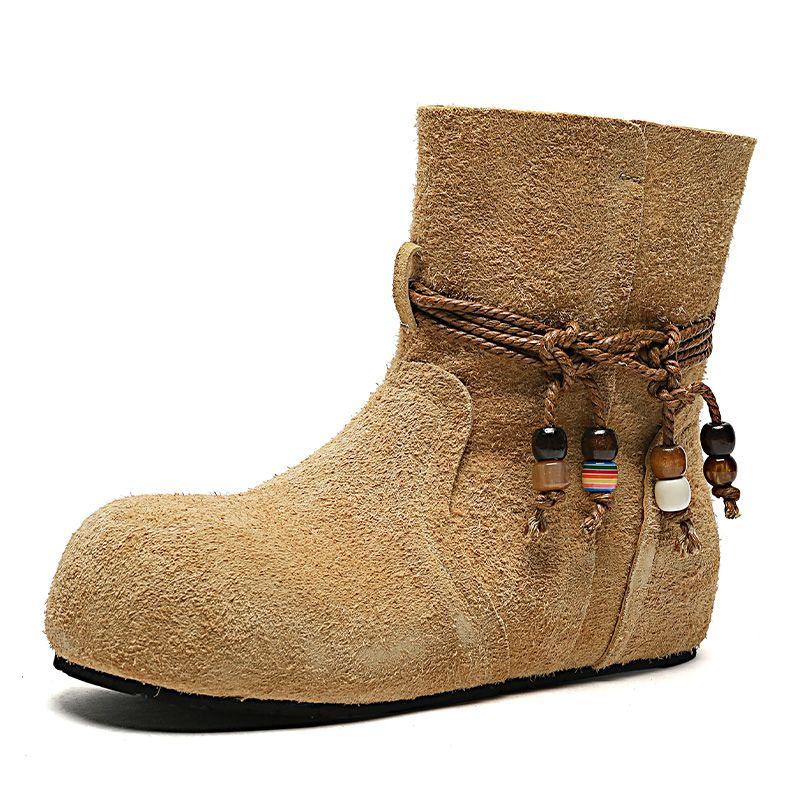 Autumn and Winter New Inner Height-increasing Short Boots Women's Versatile Retro Boots Casual Martin Boots Flat-heeled Thin Boots