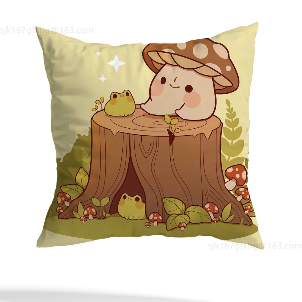 Cartoon Frog Pillow Cover Living Room Sofa Cushion Cover Bedroom Room Bed Pillow Cover Home Decoration
