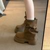 Internet celebrity popular pants boots women 2025 new thin Martin boots retro fashion thick heel fried street Maillard boots